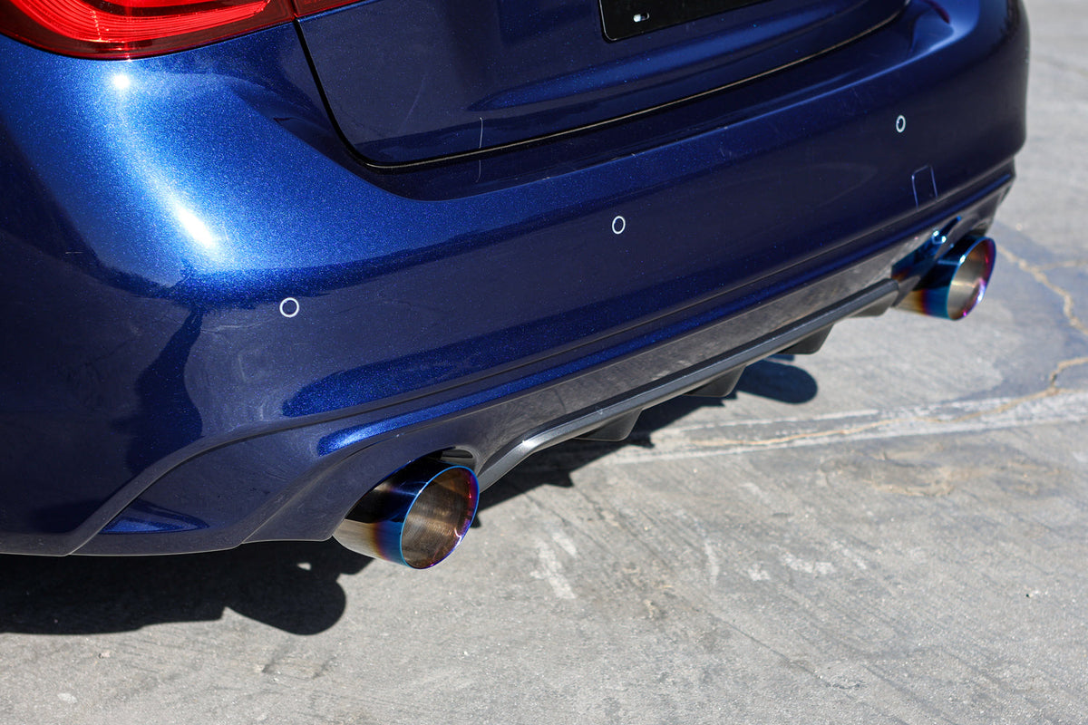 REMARK 14+ Infiniti Q50 Axleback Exhaust w/Mufflers - Burnt Double Wall Tip - RO-TTQ5-DM