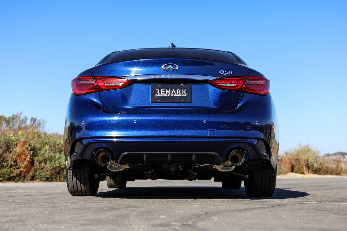 REMARK 14+ Infiniti Q50 Axleback Exhaust w/Mufflers - Stainless Double Wall Tip - RO-TSQ5-DM