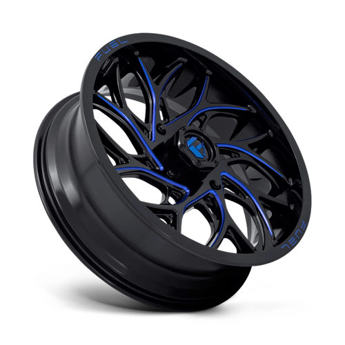 Fuel Off-Road Aluminum Wheels 18X7 Runner Utv D778 Gloss Black Milled W/ Candy Blue Tint