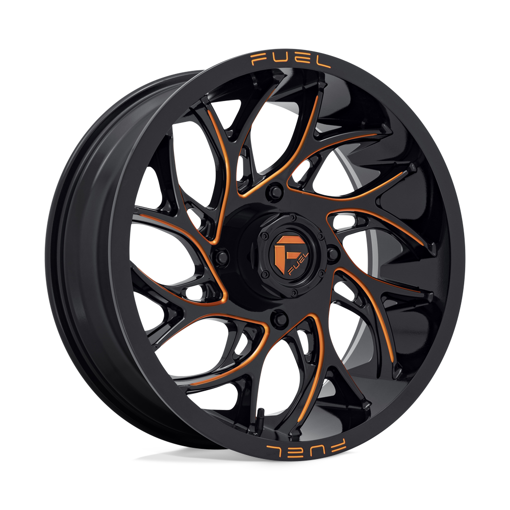 Fuel Off-Road Aluminum Wheels 18X7 Runner Utv D780 Gloss Black Milled W/ Orange Tint