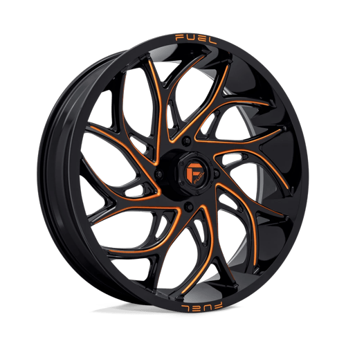 Fuel Off-Road Aluminum Wheels 24X7 Runner Utv D780 Gloss Black Milled W/ Orange Tint