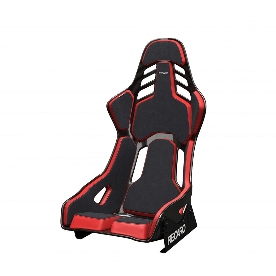 Recaro Podium CFK (CF/Kevlar) FIA/ABE Medium/Left Hand Seat - Alcantara Blk/Leather Red - 078.61.1B22-01
