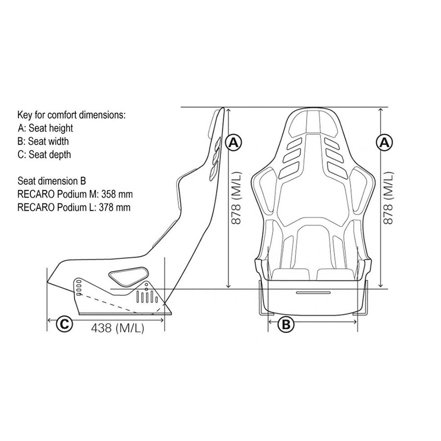 Recaro Podium CFK (CF/Kevlar) FIA/ABE Large/Left Hand Seat - Perlon Velour Blk - 078.62.1B21-01