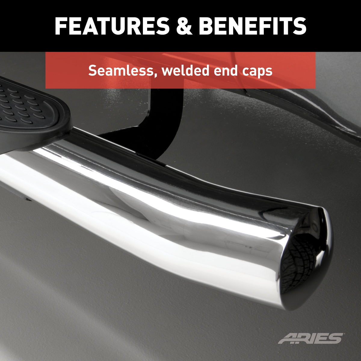 ARIES S224046-2 4-Inch Oval Polished Stainless Steel Nerf Bars, Select Chevrolet Silverado, GMC Sierra 1500, 2500, 3500 HD