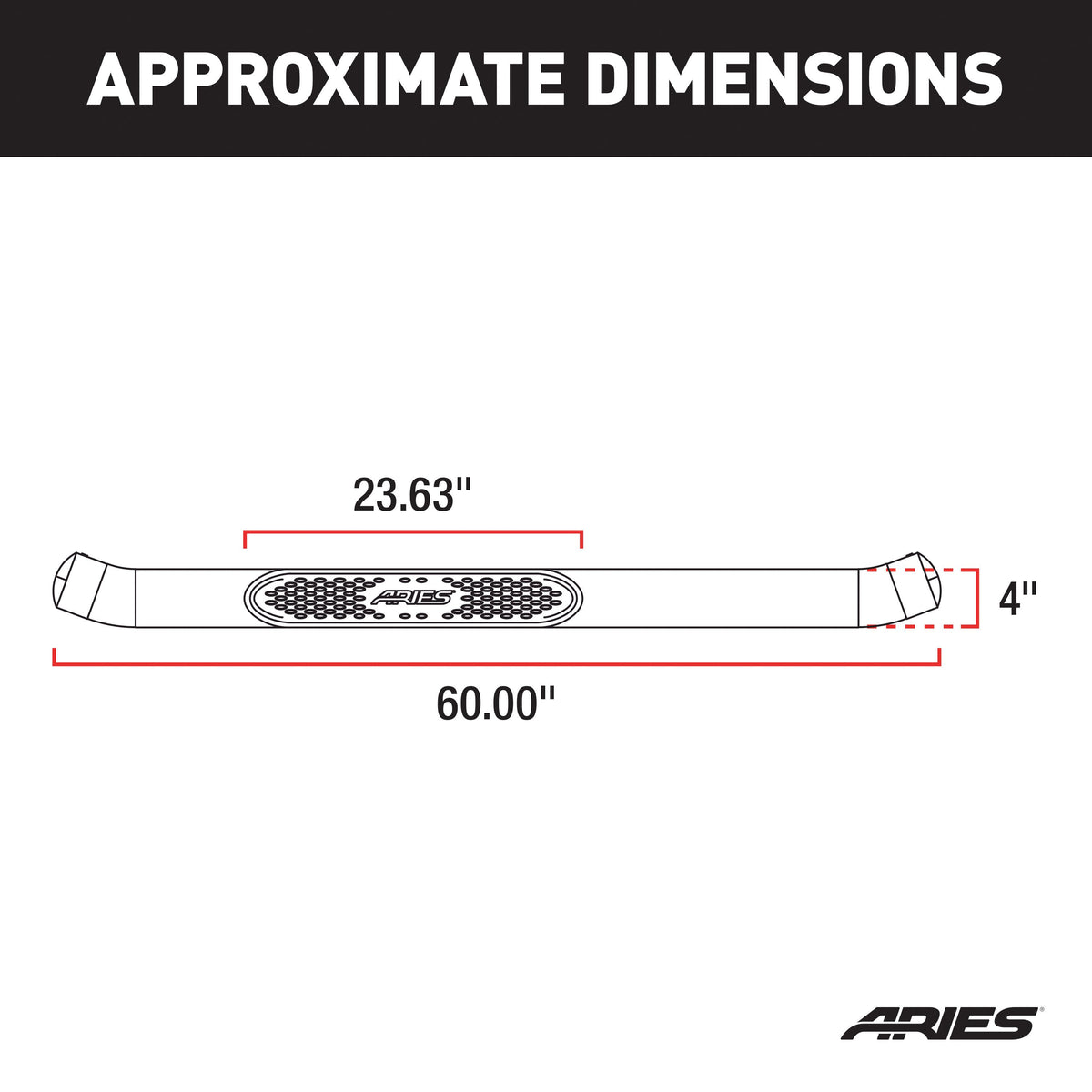 ARIES S224047 4-Inch Oval Black Steel Nerf Bars, Fits Select Ford Bronco 2-Door