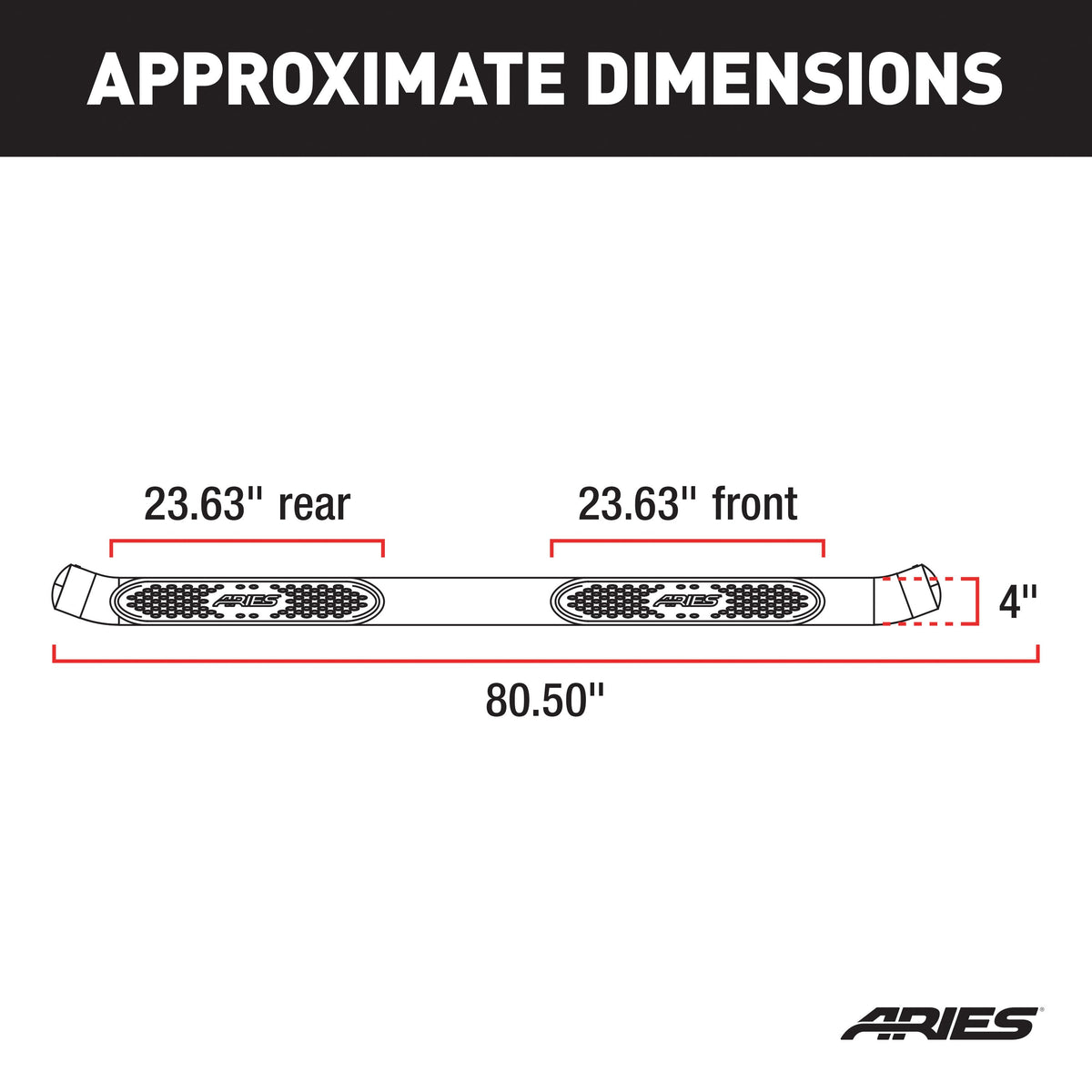 ARIES S224051-2 4-Inch Oval Polished Stainless Steel Nerf Bars, Select Chevrolet Colorado, GMC Canyon Crew Cab