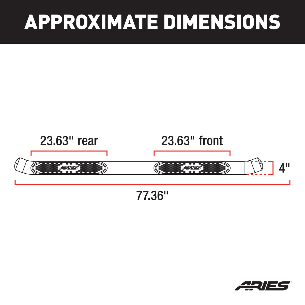 ARIES S225008-2 4-Inch Oval Polished Stainless Steel Nerf Bars, Select Dodge Ram 1500, 2500, 3500