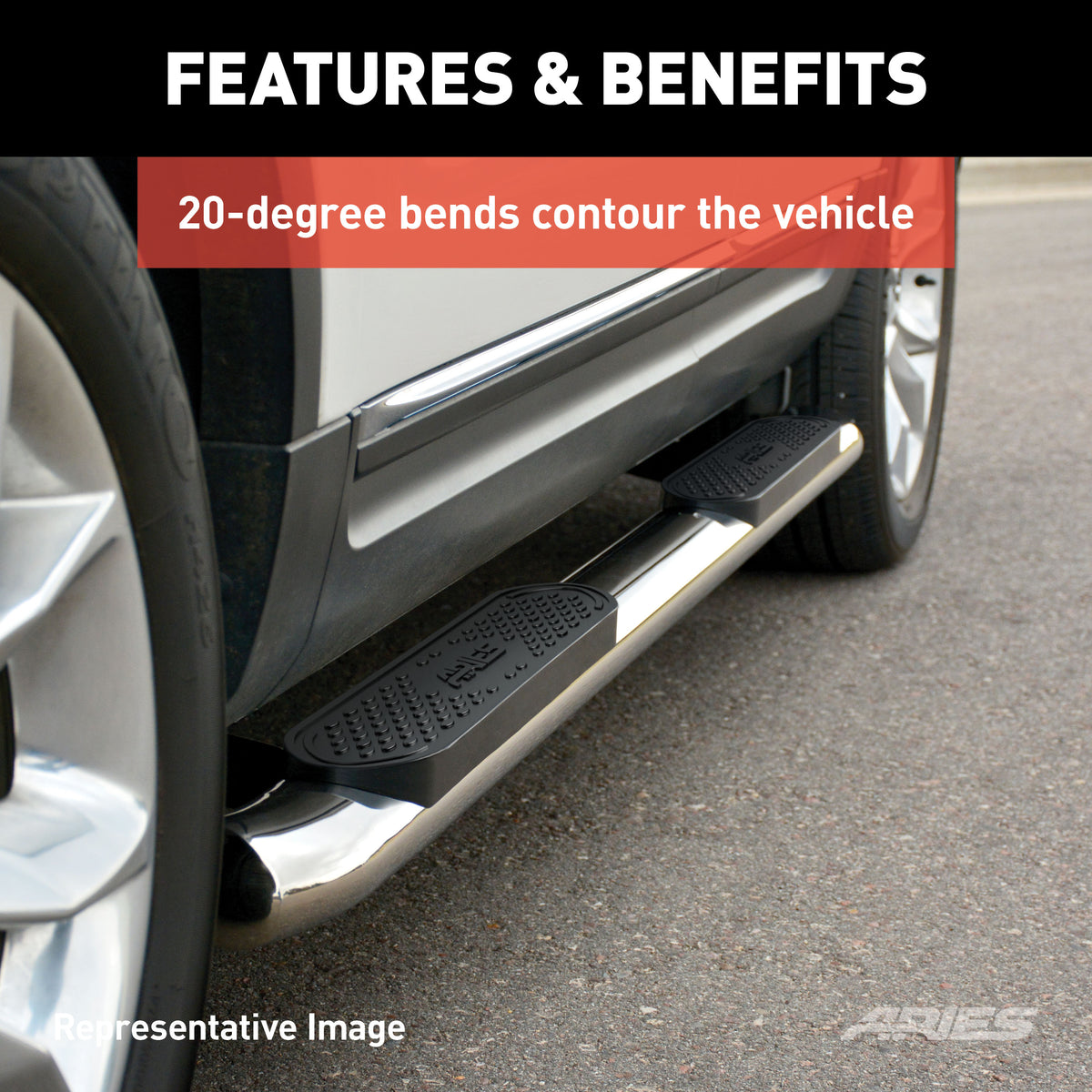 ARIES S225008-2 4-Inch Oval Polished Stainless Steel Nerf Bars, Select Dodge Ram 1500, 2500, 3500
