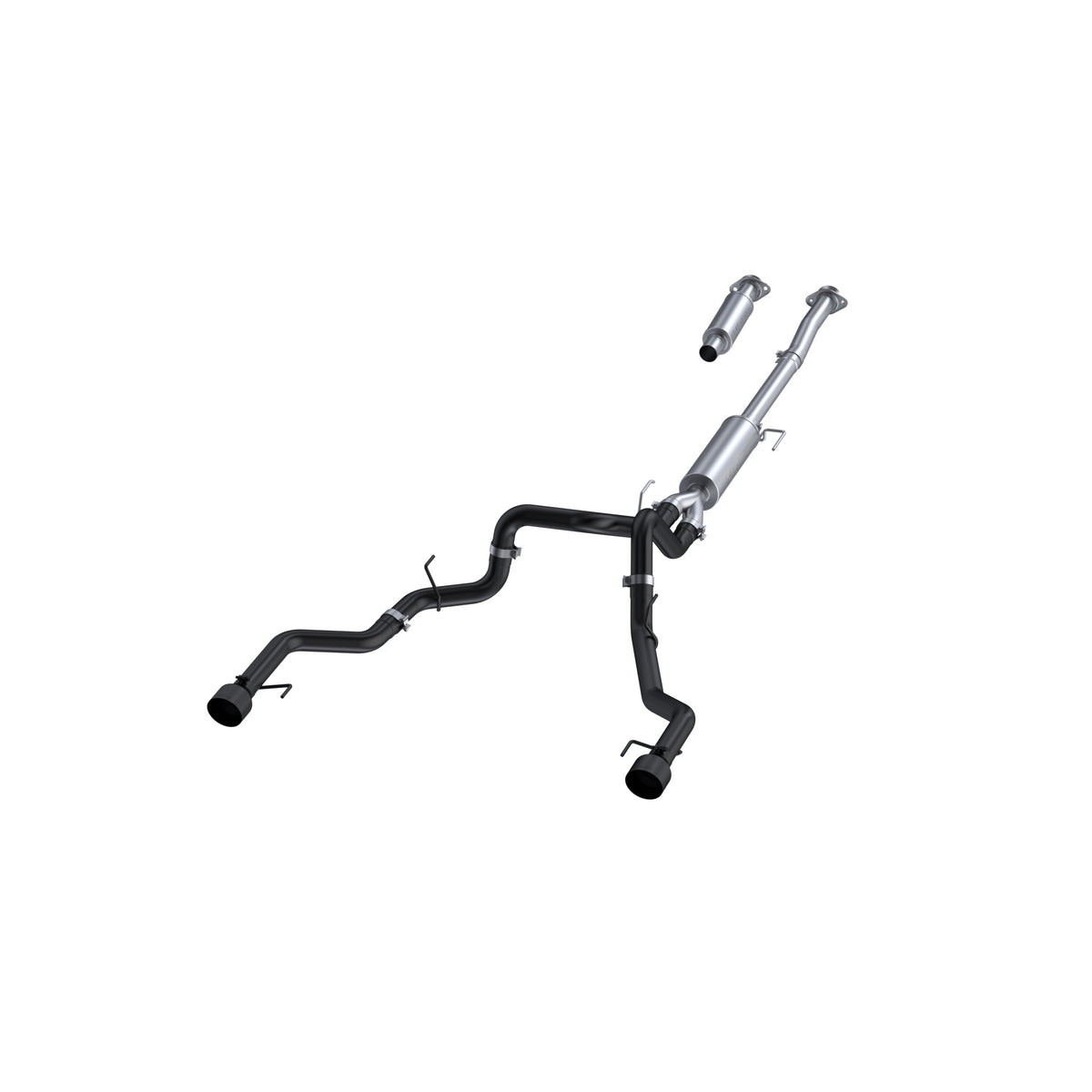 MBRP 22-23 Ford F150 T304 5in OD Black Tip Dual Rear Exit 3in Black Coated Cat Back Exhaust - S5268BLK