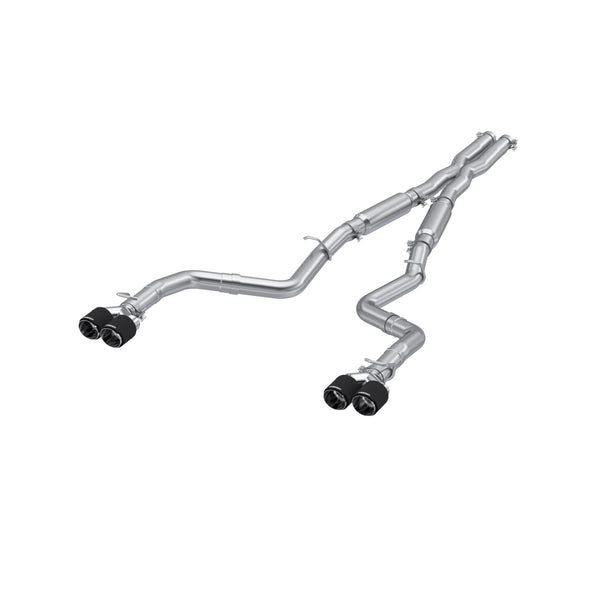 MBRP 15-16 Dodge Challenger RT 5.7L T304 SS 3in Dual Rear Cat-back CF Quad Tips - Street - S71153CF