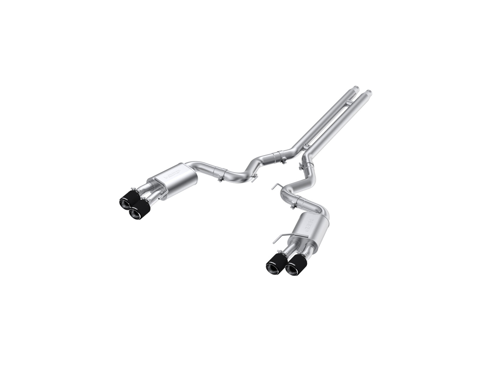 MBRP 18-22 Ford Mustang GT 5L T304 SS 3in Cat-Back Dual Rear w/4in Quad Carbon Fiber Tips (Street) - S72053CF