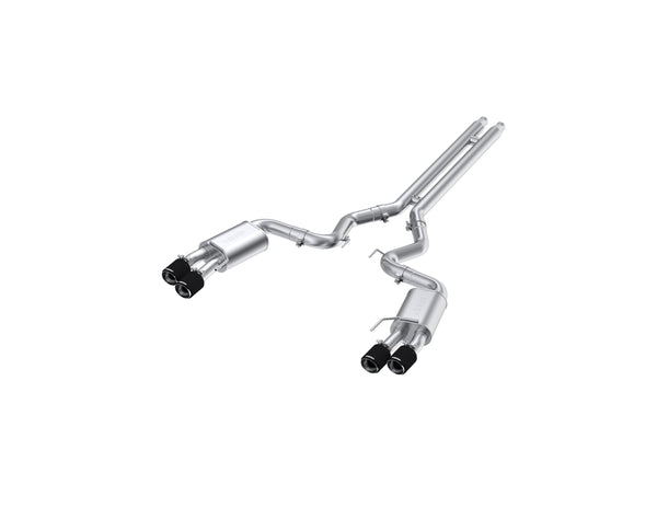 MBRP 18-22 Ford Mustang GT 5L T304 SS 3in Cat-Back Dual Rear w/4in Quad Carbon Fiber Tips (Street) - S72053CF