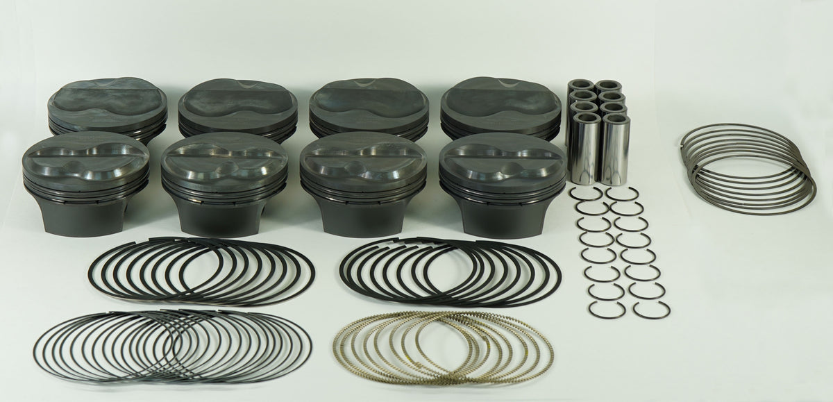 Mahle MS Piston Set Chevy 430ci 4.135in Bore 4.000in Stk 6.000in Rod .927 Pin 6.0cc 14.2 CR Set of 8 - 197830035
