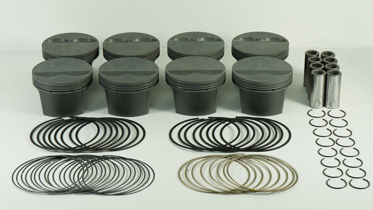 Mahle MS Piston Set SBC 312ci 3.776in Bore 3.480in Stroke 5.7in Rod 0.927 Pin -3cc 9.6 CR Set of 8 - 930204576