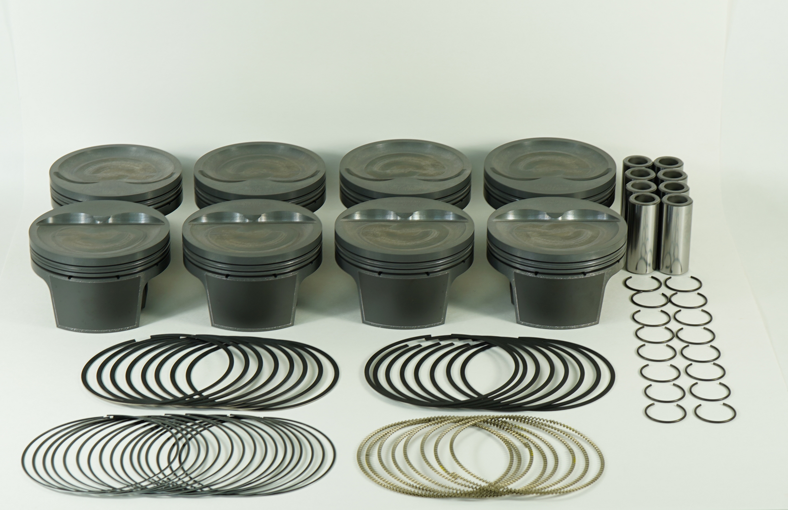 Mahle MS Piston Set SBC 414ci 4.125in Bore 3.875in Stroke 6.0in Rod 0.927 Pin -22cc 9.9 CR Set of 8 - 930211325