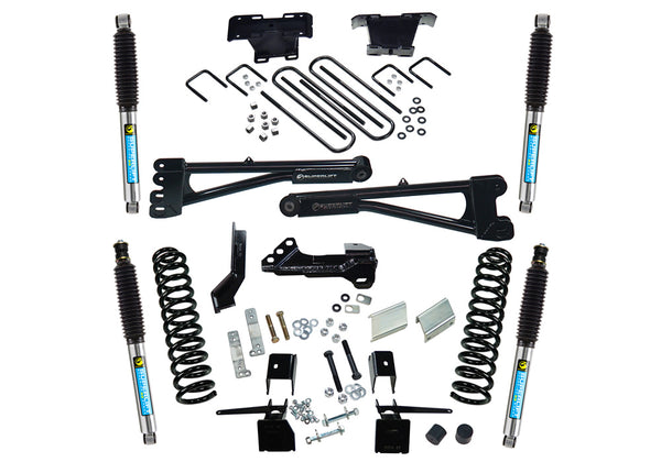 Superlift 17-19 Ford F-250/F-350 SuperDuty 4WD (Diesel) 4in Radius Arm Lift Kit w/ Bilstein Shocks - K165B - front view