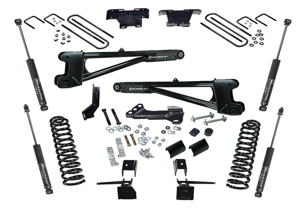 Superlift 17-19 Ford F-250/F-350 SuperDuty 4WD (Diesel) 4in Radius Arm Lift Kit w/ Superlift Shocks - K165 - front view