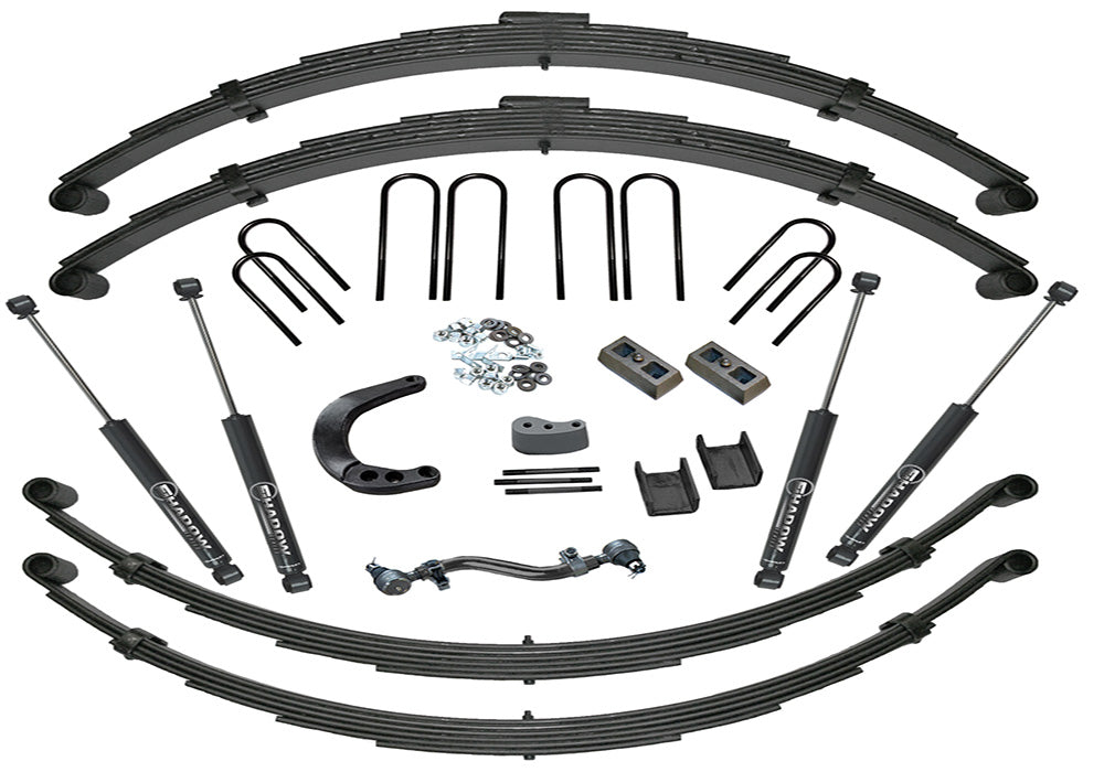 Superlift 73-91 Chevy K20 4WD (w/ 52in Rear Springs) 12in Lift Kit Rear Spring Kit w/ SLF Shocks - K447 - front view