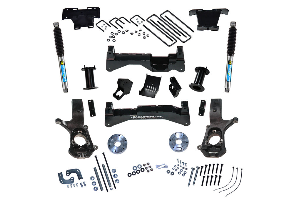 Superlift 14-18 Chevy Silv 2WD w/ Alum/Stamped Steel Control Arms 8in Lift Kit w/ BIL Rear Shocks - K897B - front view