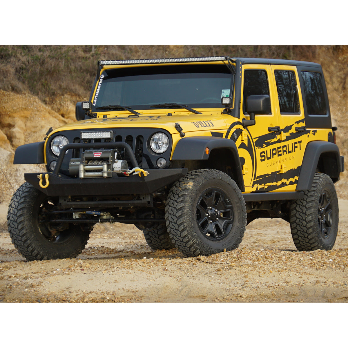 Superlift 07-18 Jeep Wrangler JK Unlimited 4in Lift Kit Standard Kit w/ Superlift Shocks - K941 - mounted