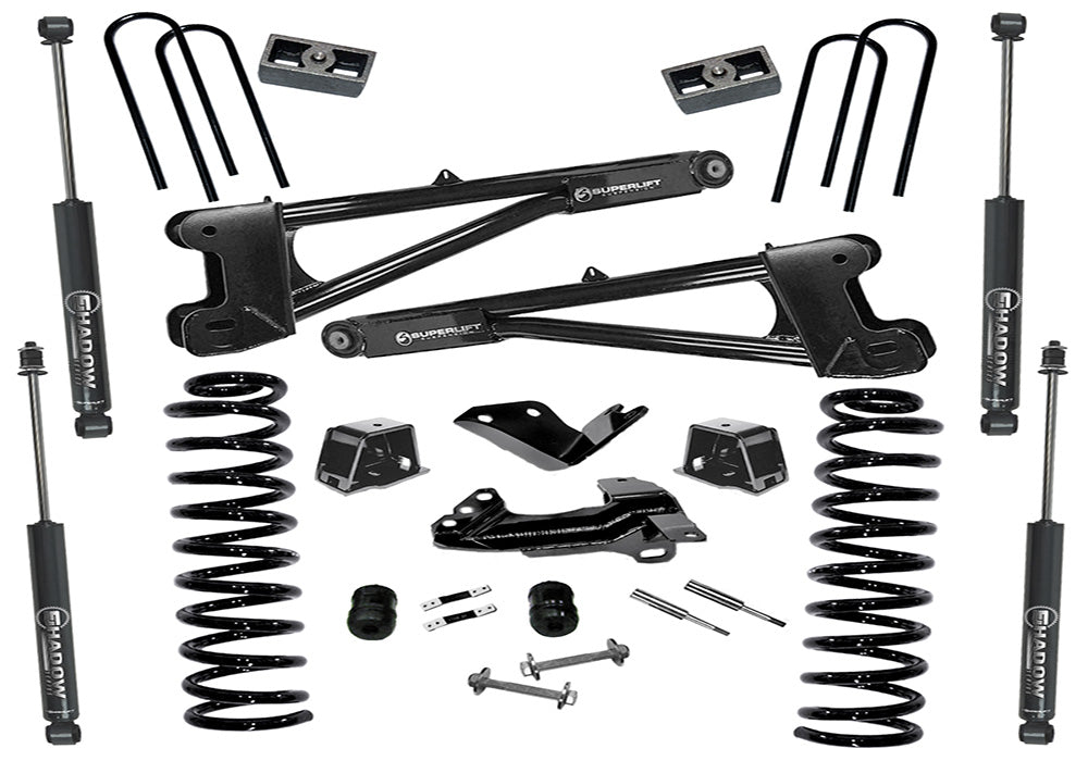 Superlift 05-07 Ford F-250/F-350 SuperDuty 4WD 4in Lift Kit w/ Repl Radius Arms & Superlift Shocks - K975 - front view