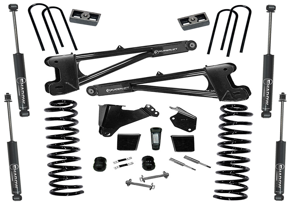 Superlift 05-07 Ford F-250/F-350 SuperDuty 4WD 6in Lift Kit w/ Repl Radius Arms & Superlift Shocks - K977 - front view