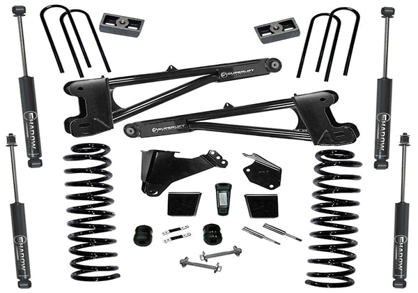 Superlift 05-07 Ford F-250/F-350 SuperDuty 4WD 6in Lift Kit w/ Repl Radius Arms & Superlift Shocks - K977 - front view