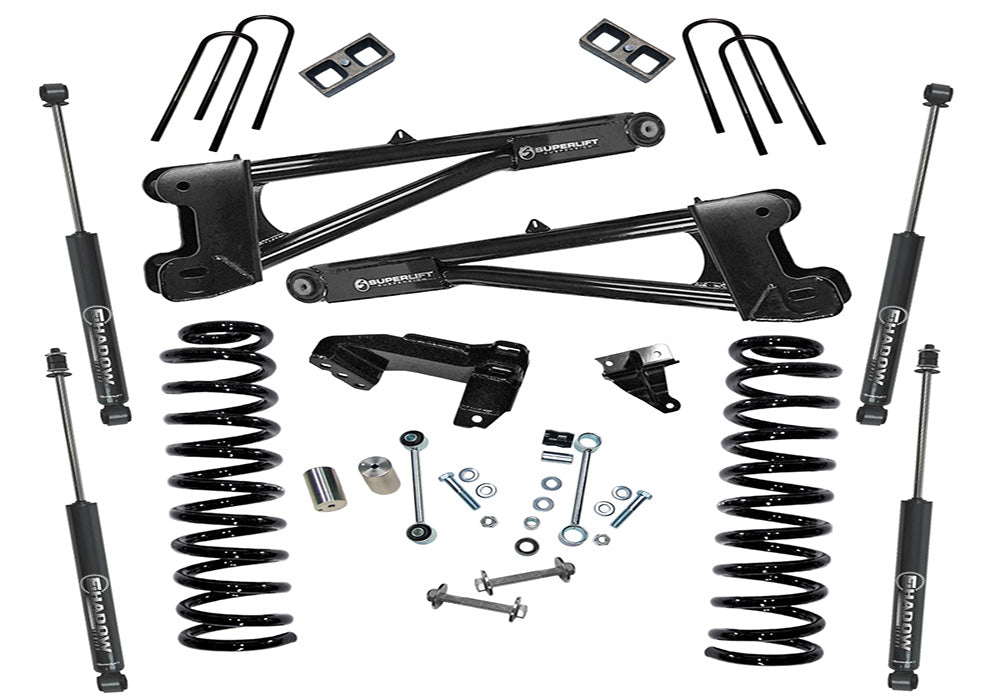 Superlift 08-10 Ford F-250/F-350 SuperDuty 4WD 4in Lift Kit w/ Repl Radius Arms & Superlift Shocks - K981 - front view