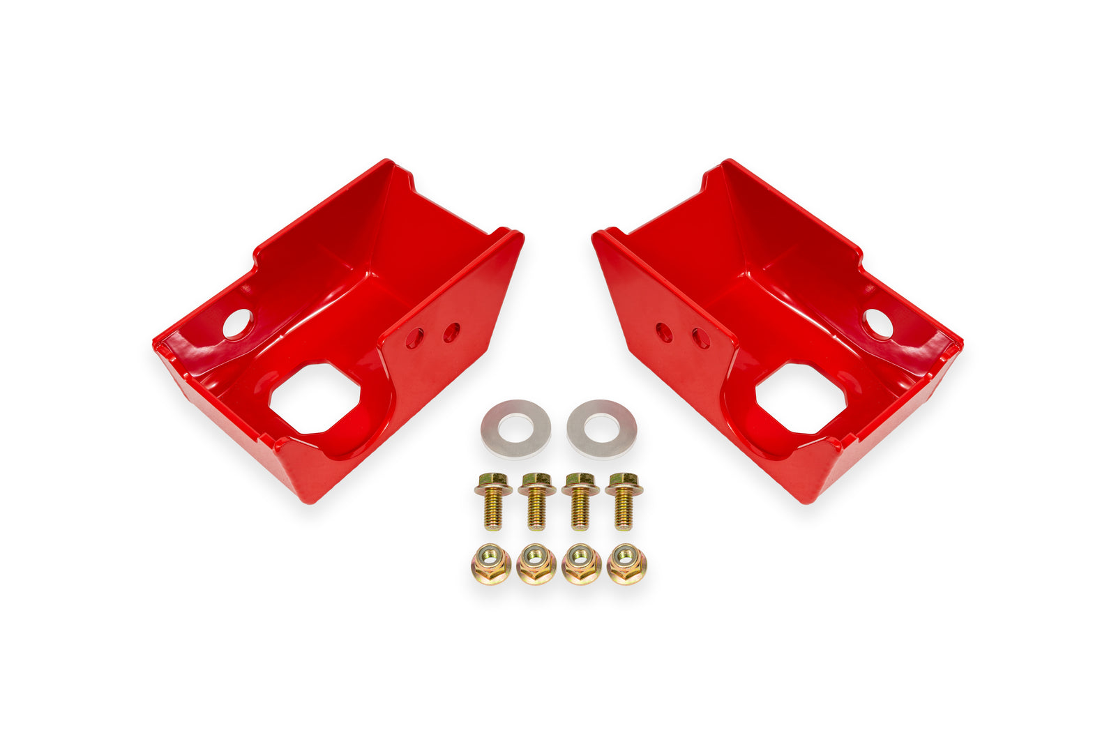 BMR 2021+ Ford Bronco (Exc. Bronco Sport) Rear Shock Mount Skid Plates - Red - SG1860R