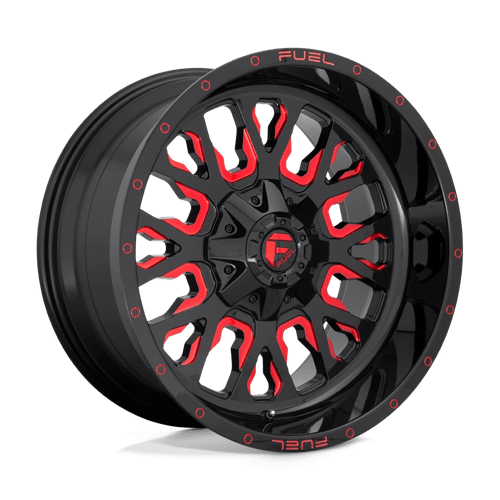 Fuel Off-Road Aluminum Wheels 22X10 Stroke D612 Gloss Black W/ Red Tint