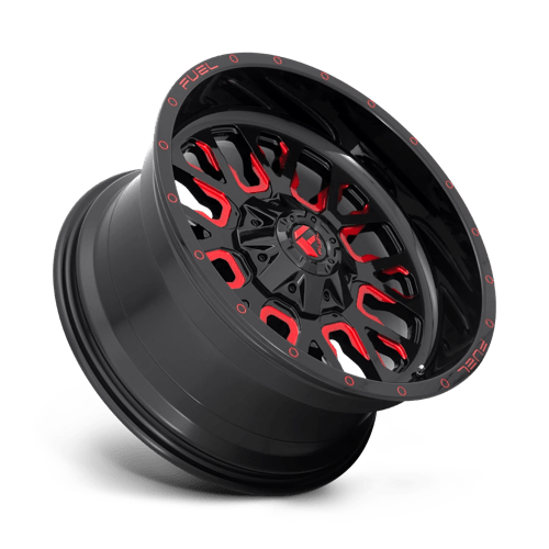 Fuel Off-Road Aluminum Wheels 22X10 Stroke D612 Gloss Black W/ Red Tint
