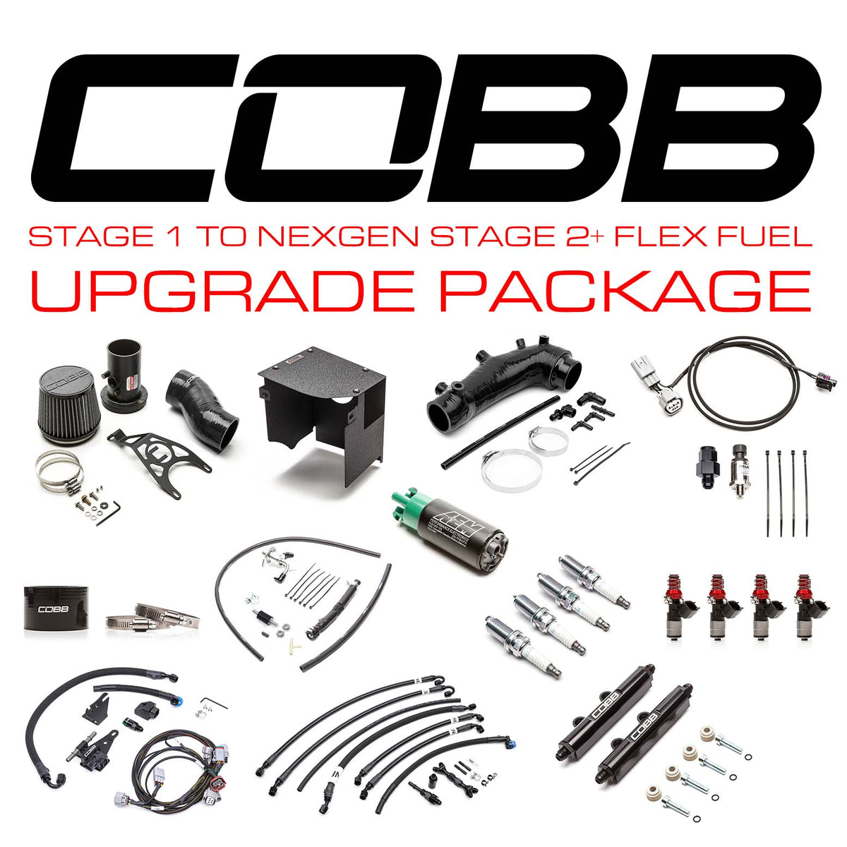 Cobb 08-14 Subaru STI Stg 1 to NexGen Stg 2+ Flex Fuel Power Package Upgrade - Black - SUB003NG2S1FF-S1-UP-BK