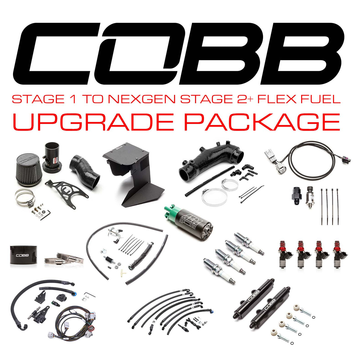 Cobb 15-18 Subaru STI Stage 1 to NexGen Stage 2 + Flex Fuel Power Package Upgrade - Black - SUB004NG2S1FF-S1-UP-BK