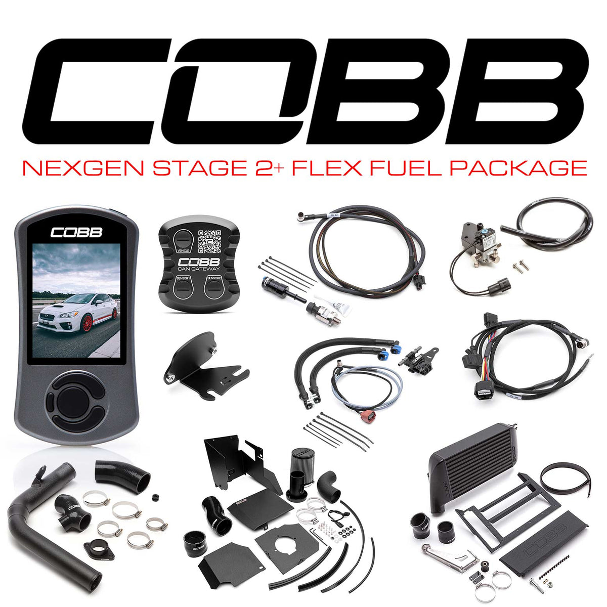 Cobb 15-17 Subaru WRX NexGen Stage 2 + CAN Flex Fuel Power Package (SF Intake) - Black - SUB004NG2W2-BK1FF