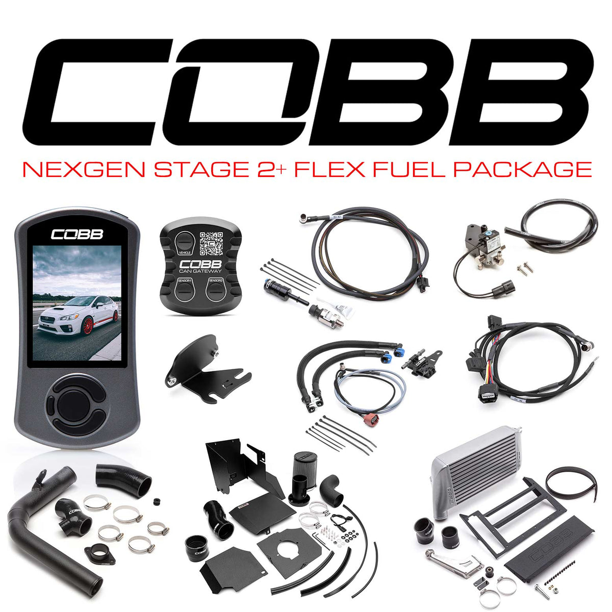 Cobb 15-17 Subaru WRX NexGen Stage 2 + CAN Flex Fuel Power Package (SF Intake) - Silver - SUB004NG2W2-SL1FF