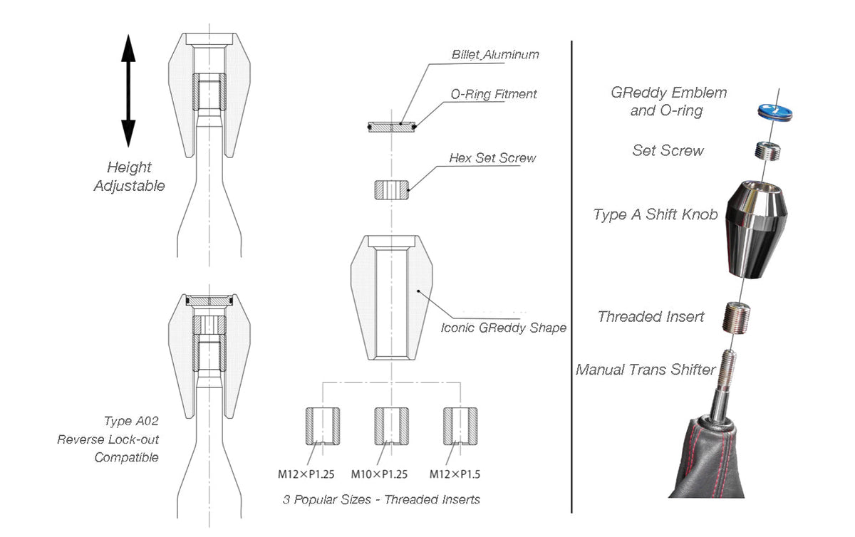 GReddy - GReddy Type A Shift Knobs - Polished - 14500572