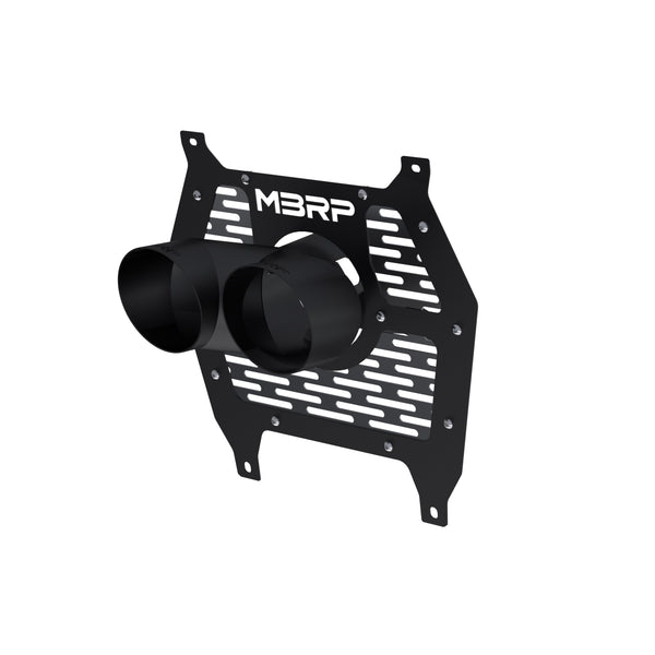 MBRP 24-25 Can-Am Maverick R Single Wall Angle Cut Dual 4-Inch Outlet Tip w/ Shield - Black - T85329