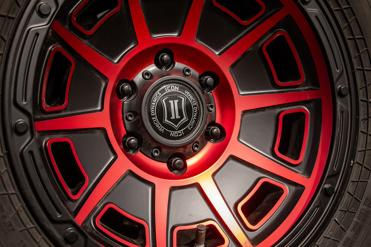 ICON Victory 17x8.5 5x4.5 0mm Offset 4.75in BS Satin Black w/Red Tint Wheel - 3017856547SBRT