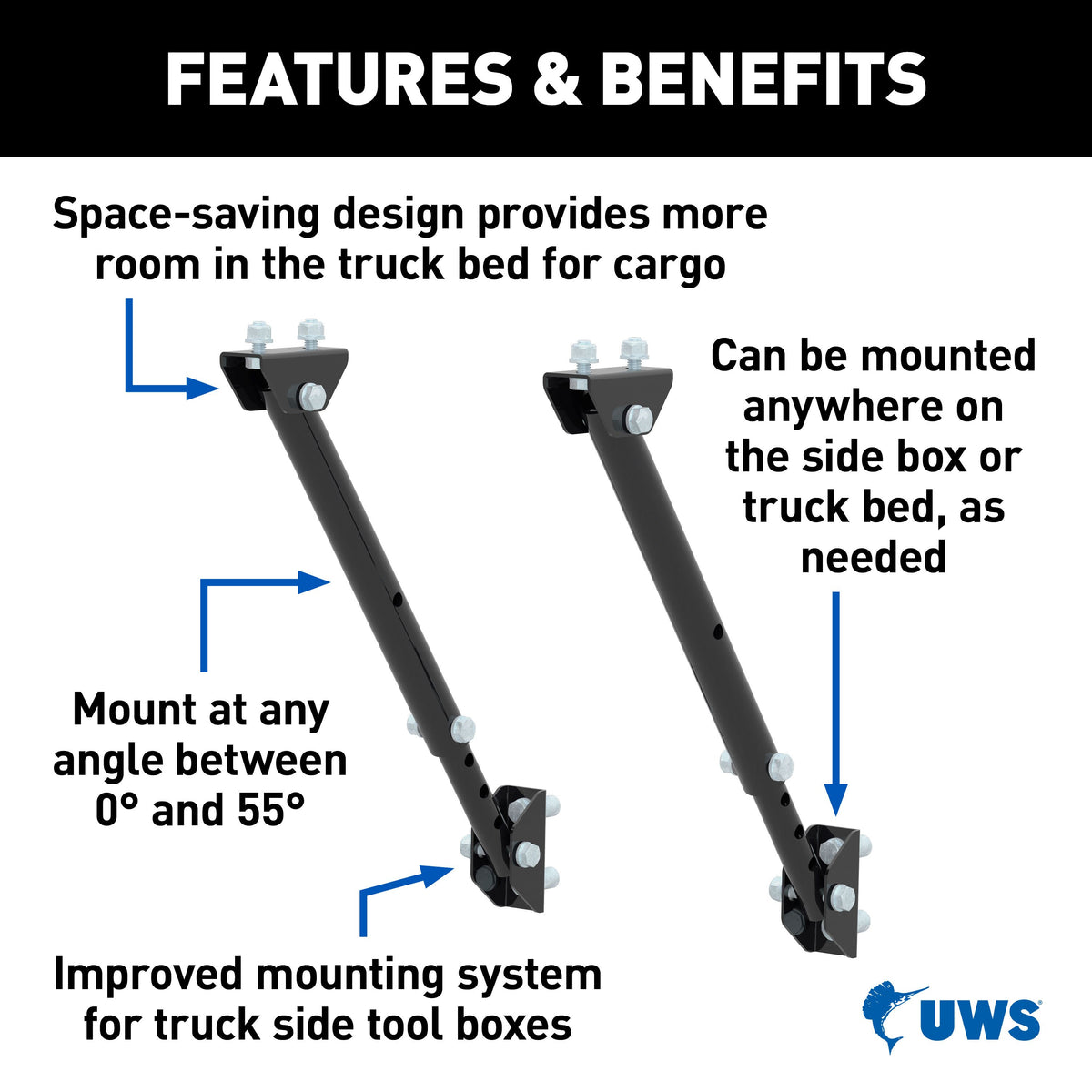 UWS TBSM-MK2 Space-Saving Adjustable Universal Legs for Truck Side Boxes