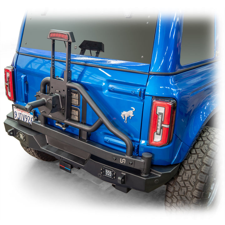 Turn Offroad 2021+ Ford Bronco Swing Out Tire Carrier with Lights - RB4-M1 for 2021-2026 Ford Bronco - angle view