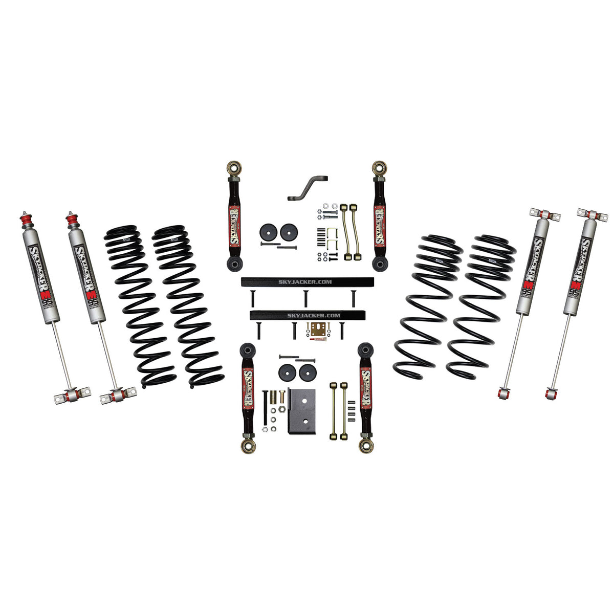 Skyjacker 03-06 Jeep TJ 4in D-Rate Long Travel Kit w/ Adj FR/RR Lower Flex Links/M95 Monotube Shocks - TJ403BPMLTX