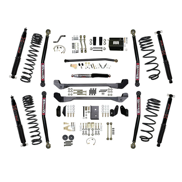 Skyjacker 97-06 Jeep TJ 4in Dual Rate Long Travel Coils Long Arm RR1 Lift Kit	w/ Black Max Shocks - TJ40RR1LTK-B