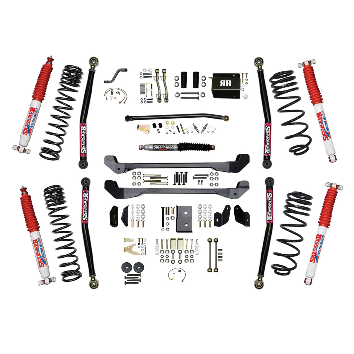 Skyjacker 97-06 Jeep TJ 4in Dual Rate Long Travel Coils Long Arm RR1 Lift Kit w/ Nitro Shocks - TJ40RR1LTK-N