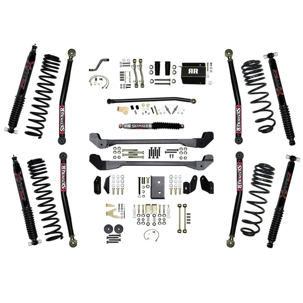 Skyjacker 97-06 Jeep TJ 6in Dual Rate Long Travel Coils Long Arm RR1 Lift Kit w/ Black Max Shocks - TJ60RR1LTK-B