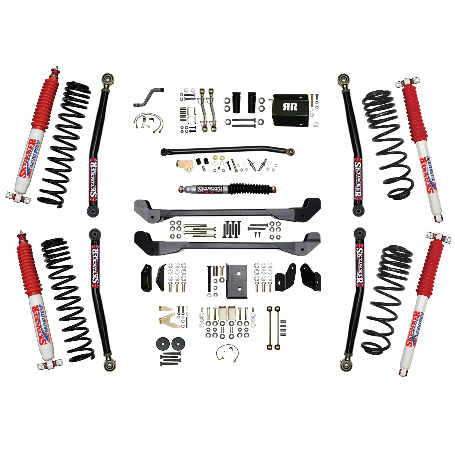 Skyjacker 97-06 Jeep TJ 6in Dual Rate Long Travel Coils Long Arm RR1 Lift Kit w/ Nitro Shocks - TJ60RR1LTK-N