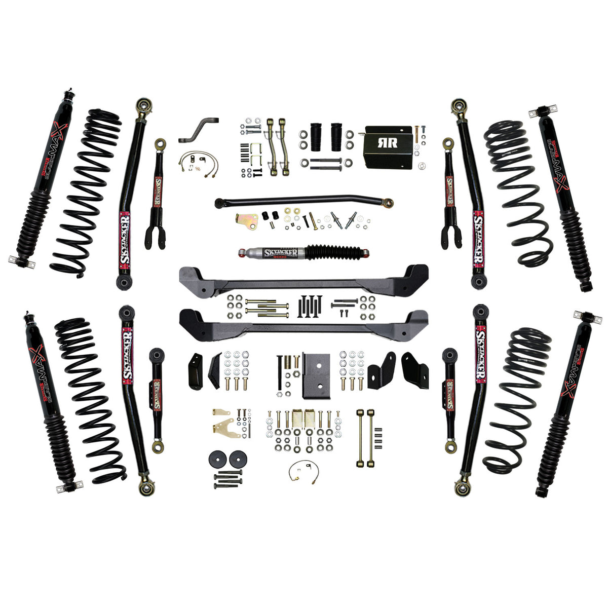 Skyjacker 97-06 Jeep TJ 6in Dual Rate Long Travel Coils Long Arm RR2 Lift Kit w/ Black Max Shocks - TJ60RR2LTK-B