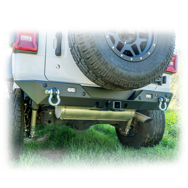 Turn Offroad 2018+ Jeep JL Rear Bumper with Hitch and Lights - JLRB-02 for 2018-2024 Jeep Wrangler - angle view