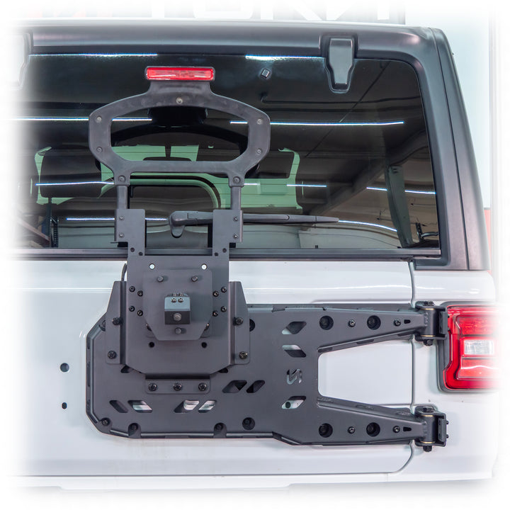 Turn Offroad 2018+ Jeep JL Hinge Mount Tire Carrier - JLTC-01 for 2018-2024 Jeep Wrangler - angle view