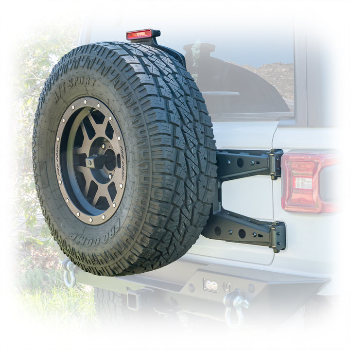 Turn Offroad 2018+ Jeep JL Hinge Mount Tire Carrier - JLTC-01 for 2018-2024 Jeep Wrangler - front view