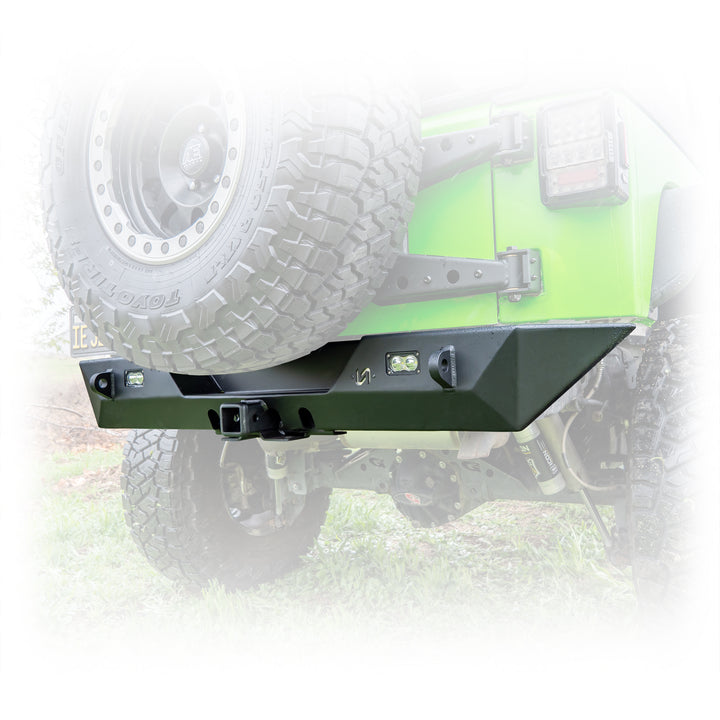 Turn Offroad 2007-2018 Jeep JK Rear Bumper with Hitch and Lights - JKRB-02 by TURN Offroad - angle view
